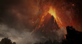 Mount Doom blowing up with the ring