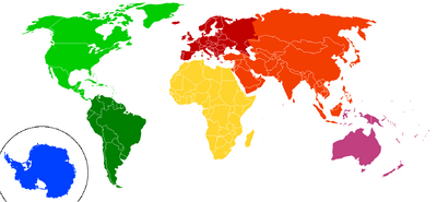 Continents by colour