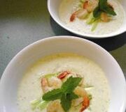 Chilled Cucumber & Yoghurt Soup with Prawns