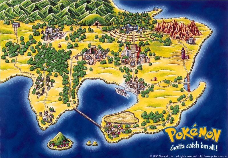 Mapa de Kanto en la primera generación