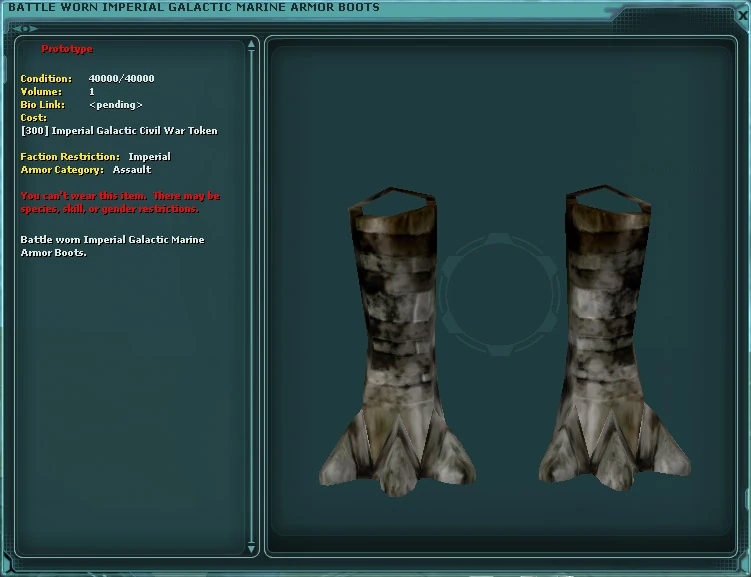 Battle Worn Imperial Galactic Marine Armor Boots SWG Wiki, the Star Wars Galaxies wiki