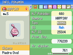 Happiny con una piedra oval en DP