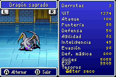 Estadisticas Dragon Sagrado