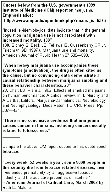 1999 Institute of Medicine report on marijuana