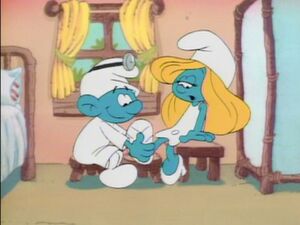 Smurfette's Bandaged Foot