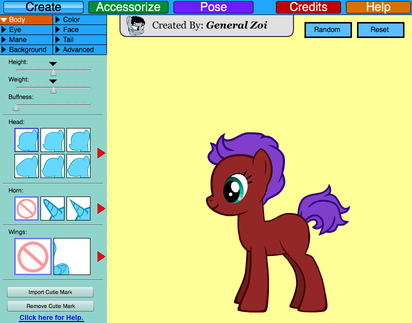 User blog:Spottedlions/General Zoi's Pony Creator - My Little Pony