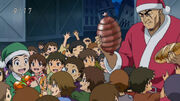 Mansam and Komatsu giving presents