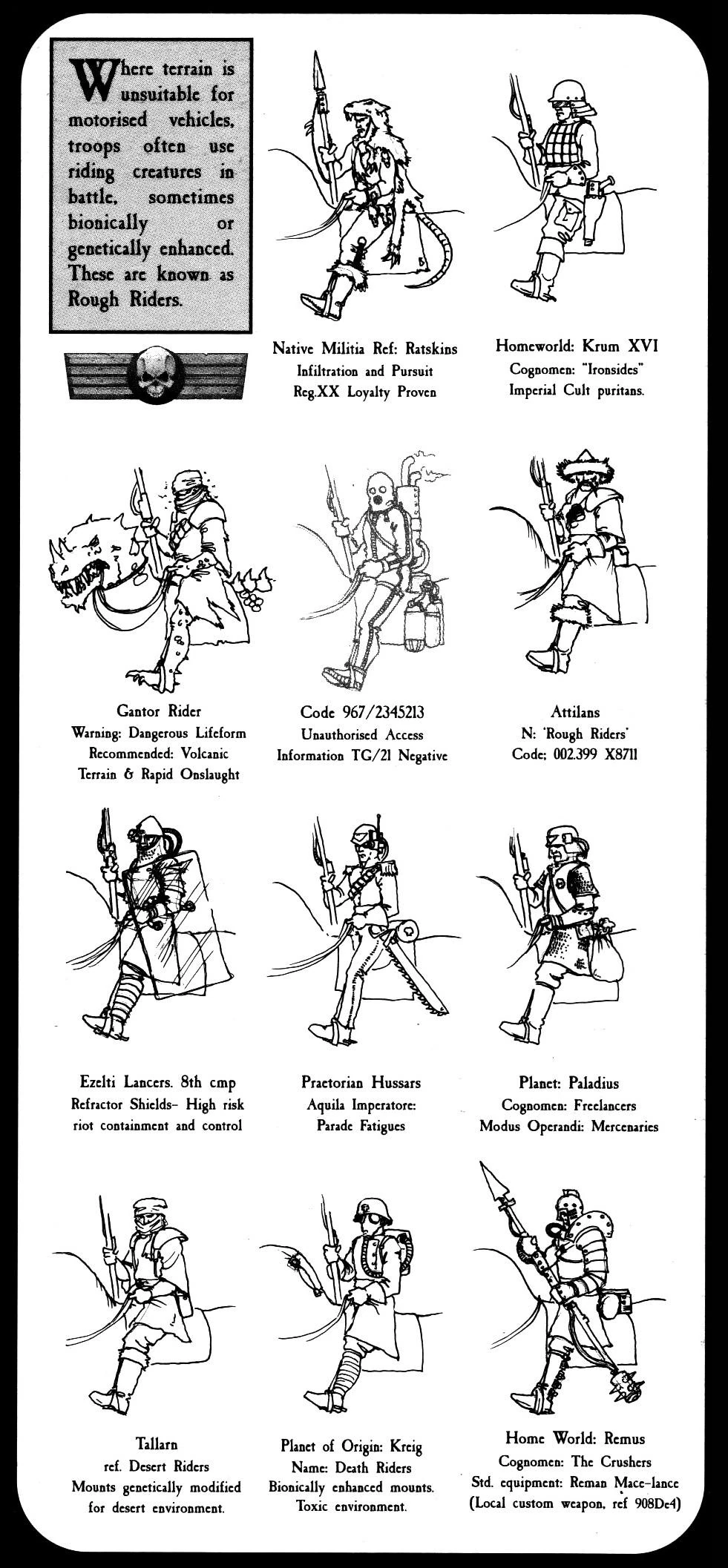 Various Imperial Guard Rough Rider Regiments utilised throughout the