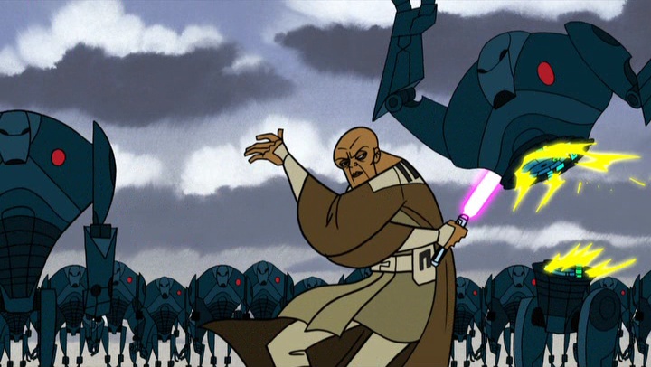 Mace Windu during the Battle of Dantooine